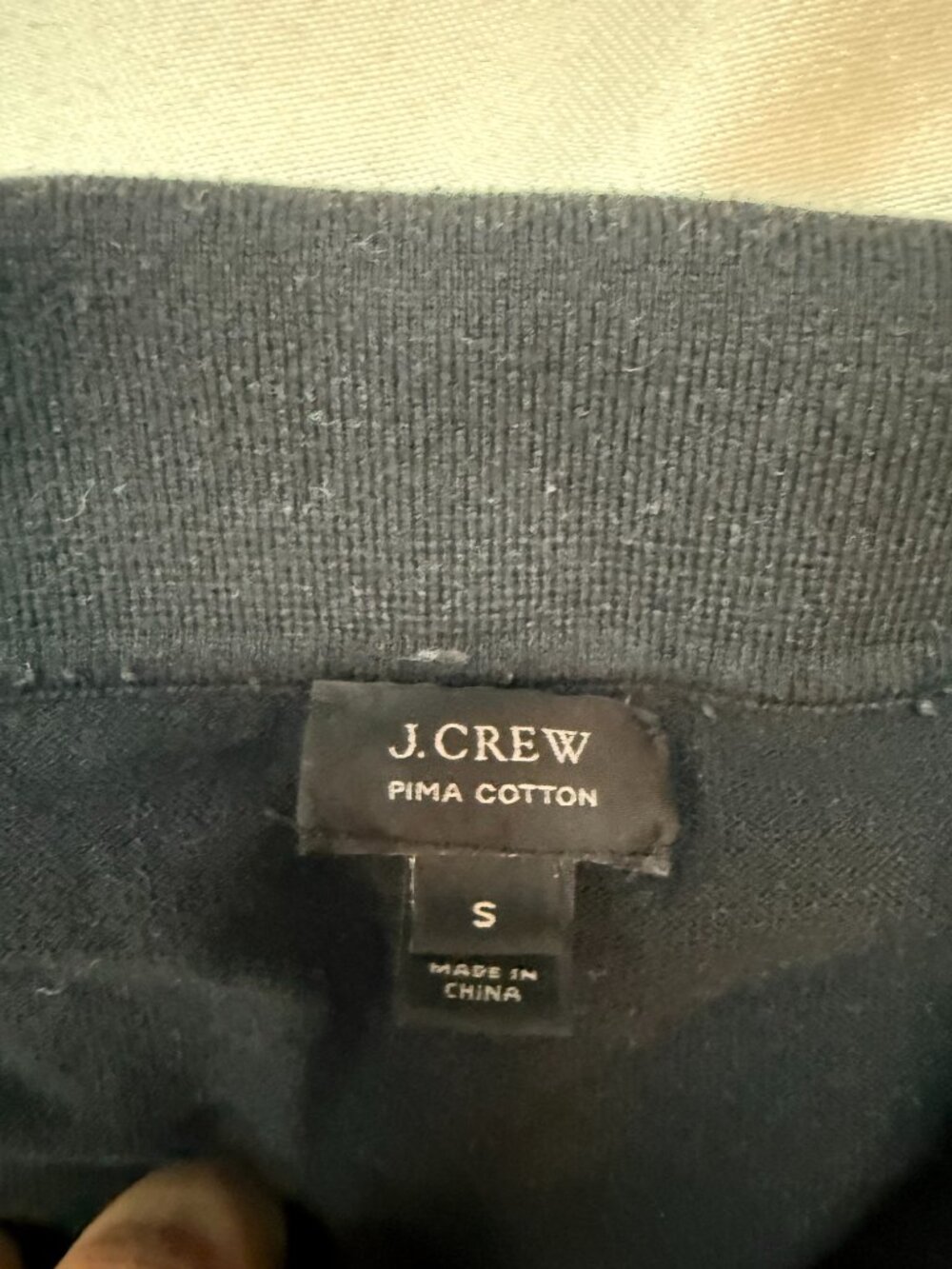 J.Crew Pima Cotton Johnny Collar Sweater Polo Black Short Sleeve Size S - Picture 3 of 4